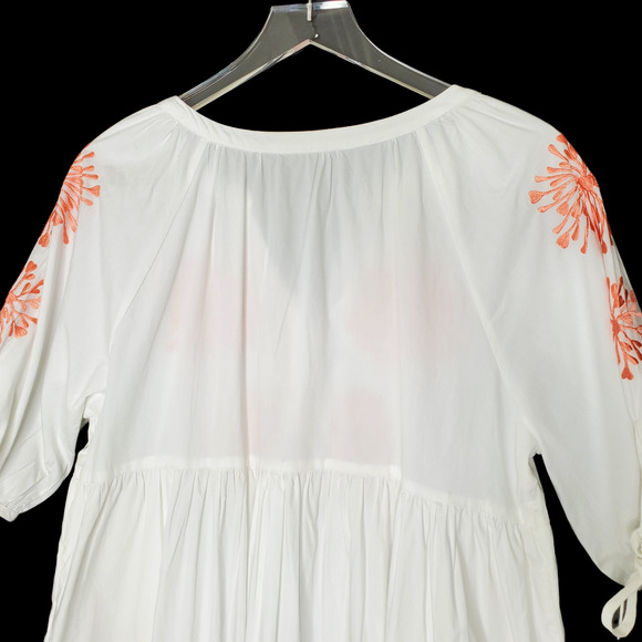 Wayward Fancies Eshakti Dress L White Poplin Tiered Embroidered cottagecore - Picture 6 of 11